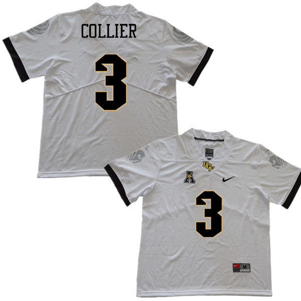 Men #3 Antwan Collier UCF Knights College Football Jerseys Sale-White